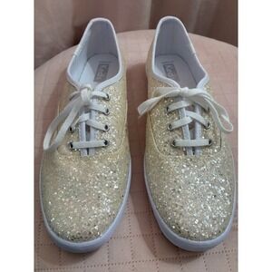 Keds Champion Glitter Sneakers Champagne Gold Lace Up Shoes Womens 7